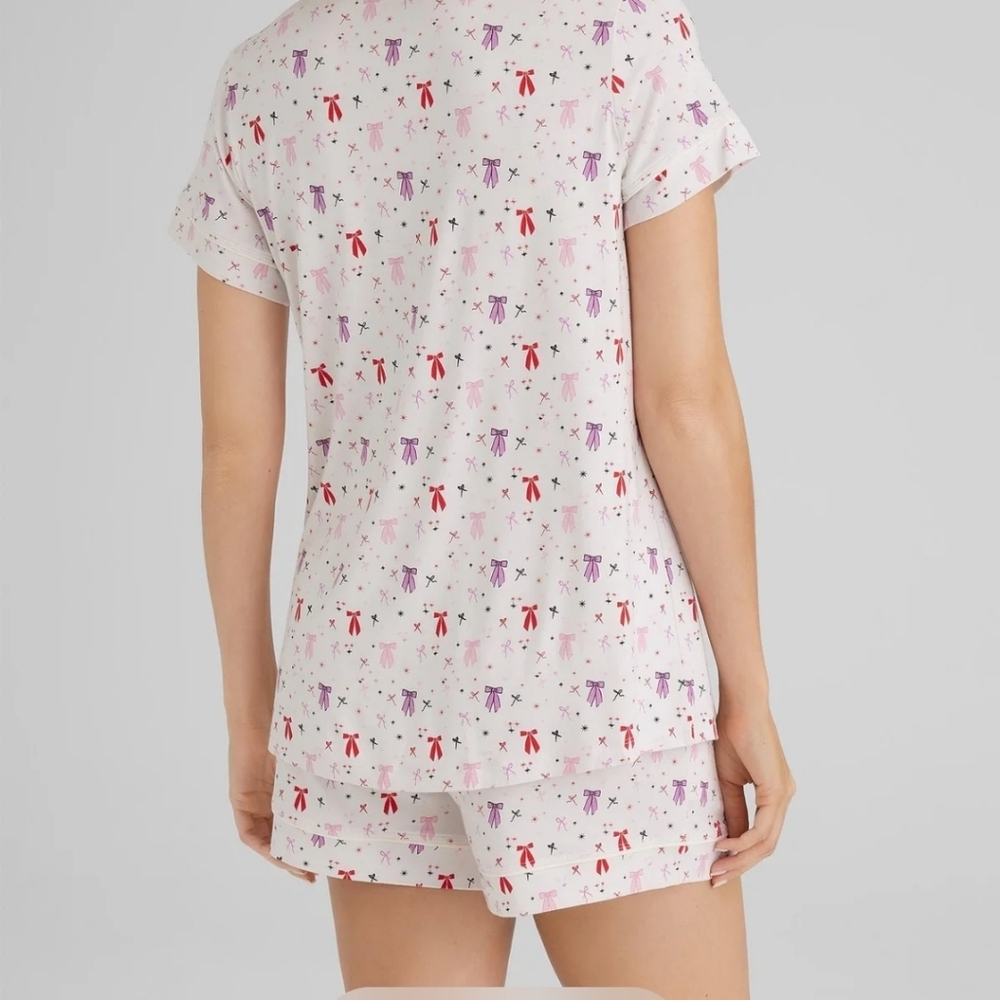 Tommy John | Ribbon & Bows| Women's Downtime Pajama Top & Short Set | SZ SMALL